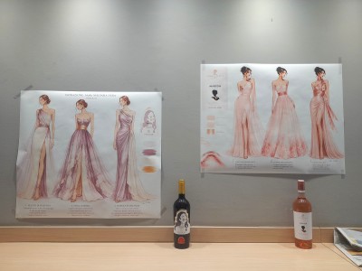 Uno dei bozzetti presentati a "Moda e vino"